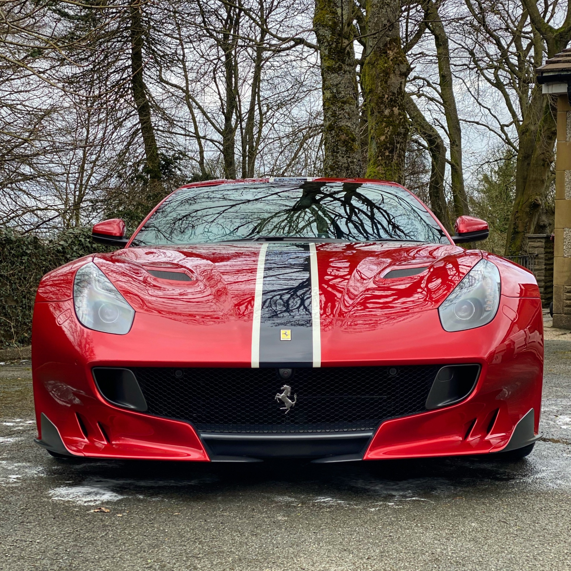 Red Ferrari with pristine detailing